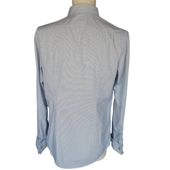 MEXX French Cuff SZ M Semi Slim Fit Men's Blue & White Check Button Up Shirt - Picture 4 of 15